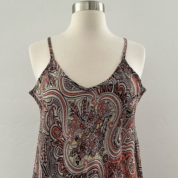 Flax Sleeveless Dress Button Up Top 2 Piece Set Linen Quiet Luxury Paisley Small - Picture 6 of 13